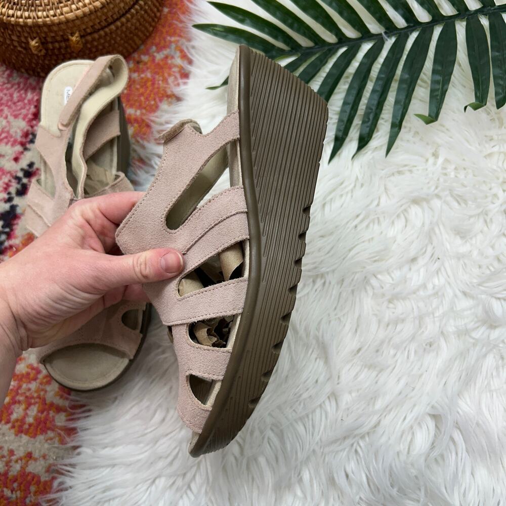Skechers Pink Platform Wedge Sandal 10 Suede Ankle Strap Summer Comfy - Picture 4 of 8
